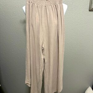 Linen blend cropped palazzo pants